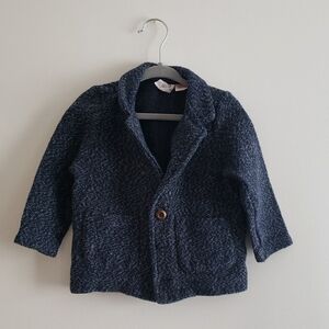Zara Blue Blazer with Textured Fabric and Classic Collar 3-4T